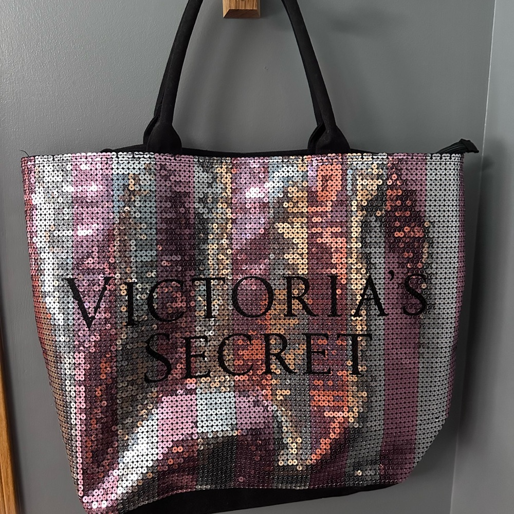 Victoria's Secret Sequin Tote - Pink and Silver